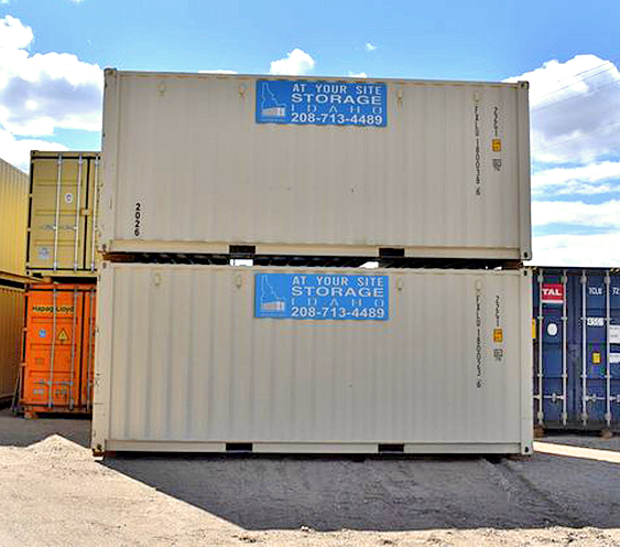 Stacked shipping containers for storage